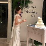 White Certificate Registration Engagement Dress High-End Light Luxury Niche Beautiful Temperament Birthday Pattern Dress 68HZ