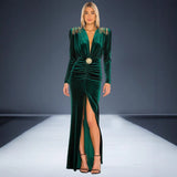 Autumn Women's Sexy Deep V-Neck Velvet Dress Dress French High-End Temperament Dress Dress Woman 68HZ