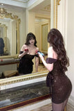 New Fashion Sequin Design A-line Sleeveless Strap Dress HZ1024