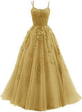 Evening Dress Women 2025 Fine Shoulder Prom Neat Long Tulle Lace Sticker Girl Party Ball Dress Summer 68HZ