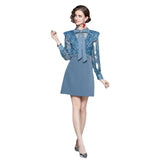Cumic Temperament Feel Hot Diamond Bow Bow Long Sleeve Spliced High-Waist Heavy Industry Dress Women Spring And Autumn New 68HZ