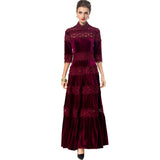 Heavy Industry Collared Back-Wive Dress Water-Soluble Hooks Hollow Velvet Dress Women's Spring And Summer 2025 68HZ