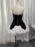 Early 2024 Early Autumn New Breast-Wear Three-Dimensional Flower Fluffy Dress French Dress Dress 68HZ