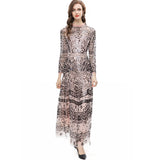Fashion Leash Mesh Long Sleeves Slim Dress Long Dress Autumn And Winter Women's New 2025 68HZ