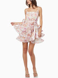 French Lotus Leaf-Lace Slinged Skirt 2025 New Holiday Wind Lace Collection Waist Thin Dress Dress Woman 68HZ