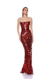 Pearl Suspension Dress Red New 2025 High-End Long Evening Dress Sexy Lien Dress 68HZ