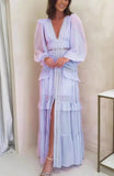 Deep V Goddess Fan Gentle Sweet Fashion Hollow Tea Rest Temperament Fairy Fairy Sister Light Luxury Dress 68HZ