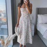 Spice Girls Wear Women's Spring New Fashion Broken Flower Dress Vacation Style Suspension Dress Women's Fork Dress 68HZ