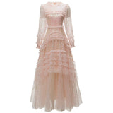 Heavy Industry Lily Retro Lotus Leaves Side Spliced Apricot Sweet Swing Dress Dress Autumn And Winter Women's Dress 2024 68HZ