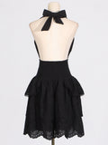 Sexy Babes Dress 2025 Spring New Fashion Deep V-Neck Sleeveless Hanging Neck High Waist Thin Dress Woman 68HZ