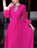 French Elegant Spring And Autumn New High-Grade Feeling Hundred Folding Long Skirt Ostrich Hair Loose Black Thin Dress Woman 68HZ