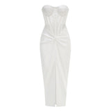 New Women's Temperament French Famous Sexy Perspective Mesh Spliced Fish Bone Corset Dress Dress Dress Dress 68HZ