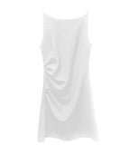 Summer New French Temperament Folded Body Slimy Sling Dress Bridal Dress Skirt Skirt 68HZ