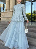 Temperament Famous Wind Two Sets 2025 Summer New Heavy Industry Embroidery Top Long Mesh Dress Dress Suit Woman 68HZ