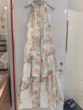 2024 Spring And Summer Sleeveless New Chinese Style Chinese Style Dress Hanging Neck Dress Holiday Half Skirt 68HZ