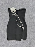 New Light Luxury Heavy Industry Deep V Brush With Bra Banding Dress Sexy Fork And Shoulderless Skirt 68HZ
