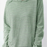 2025 New Casual Women's Loose Collar With Shoulder Long Sleeve Top Striped Prints Of Shawl 68HZ
