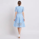 Temperament-Éí-In-So-Potted Lace Dress 2025 Spring/Summer New French High-End Squeer Hook Water-Soluble Lace Dress 68HZ