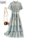 Spring High-End Heavy Industry Lace Embroidery Long Dress High-Waist Big-Name Design Sexy Dress SP 68HZ