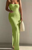 2025 Spring And Summer New Knitted Sweater Dress Sexy Pure Hot Girl Bare Back Strapped Long Skirt 68HZ