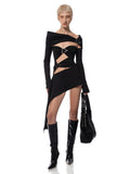 Women's New Sexy Shoulder Hollow Dress Metal Buckle Decoration Ribbon Bag Ass Dress Dress Dress Woman 68HZ