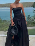 Tea Break French Beautiful Dress 2025 Spring New Breast-Skinny Folding Open Fork Dress Dress Woman 68HZ