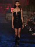 Autumn And Winter New Sexy Hottie Dress Body Squint Flowers Ass Banquet Breast-Scaring Dress 68HZ
