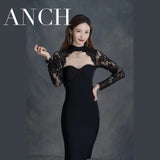 Autumn And Winter Fashion Sexy Hanging Neck Twisps Dress Wish Burst Banquet Bandage Dress 68HZ