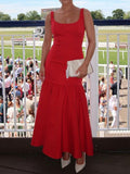 Women's Sexy Dress Red Sling Dress Spring Women's Dress Sexy Body-Body-In-Scks Mid-Length Dress 68HZ