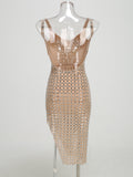 Explosion Women's Sexy Bare Back Hot Diamond Sling Bag Ass High Dress Dress Dress 68HZ