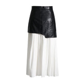 British Elegant Niche Design 2025 Summer New High-Waist Temperament Fashion Splicing 100 Folded Half-Dressed Half-Dressed 68HZ