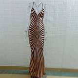 Ebay2024 Sling Striped Back Long Dress V Collar Sexy Dress Dress Woman 68HZ
