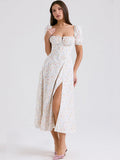 High-End Women's Dress French Style Collar Crumn Dress Dress Temperament Print Dress Fashion Casual Holiday Dress 68HZ