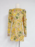 Autumn 2025 New Fashion French Heavy Industry Three-Dimensional Flower Embroidery Long Sleeves Short Temperament Dress Woman 68HZ