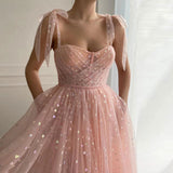 Pink Evening Dress 2025 New Summer Fine Shoulder Belt Mid-Long Ball Dress Birthday Long Wedding Party Dress 68HZ