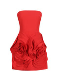 French Temperament Sexy Dinner Dress Dress 2025 New Fashion Tsets Three-Dimensional Rose Flower Dress 68HZ