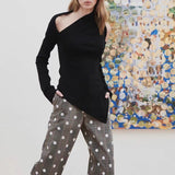 Sexy Top Dress 2025 Summer New Sleeve Design Sleeves Hollow Open Shoulder Solid Color Knitwear 68HZ