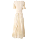 Sexy V-Neck Waist-Lined Bead Buckle With Chiffon Big Swing 100-Fold Long Dress Spring And Summer Women's Dress 2025 68HZ