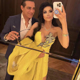 New Light Luxury Heavy Industry Deep V Brush With Bra Banding Dress Sexy Fork And Shoulderless Skirt 68HZ
