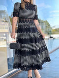 Spring 2025 New French Retro Heavy Industry Embroidery Stand To Receive The Waist Show Thin Dress Women's Evening Dress Dress 68HZ