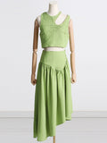 Fashion Two-Piece Set 2025 Summer New Sexy Wrapped Breast Shirt + Folded Waist Half-Dressed Woman 68HZ