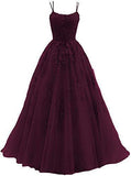 Evening Dress Women 2025 Fine Shoulder Prom Neat Long Tulle Lace Sticker Girl Party Ball Dress Summer 68HZ