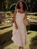 Hot Sale Of New Sexy Slings Print Dress Mid-Length Dress High-End Temperament Thin Tie Dress Dress Dress Dress 68HZ