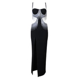 Women's Temperament High-End Heavy Industry Tud Tuxedo Sexy Open Fork Pure Desire Hanging Dress Dress Dress Dress Dress 68HZ