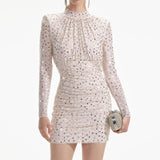 Explosion Selling New Temperament Fashion Mesh Hot Diamond Long-Sleeved Ass Tossed Slimming Dress Woman 68HZ