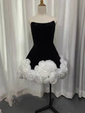 Early 2024 Early Autumn New Breast-Wear Three-Dimensional Flower Fluffy Dress French Dress Dress 68HZ