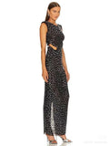 High-End Women's Hot Diamond Sexy Fork Perspective Sleeveless Dress Thin Ass Dress Dress 68HZ