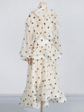 Australian Show Wave Dot Suit Women's Tide 2025 New Scarf With Lotus Leaf Shirt Top + Long Skirt 68HZ