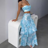Fashion Wrapped Chest Print Sleeves On The Back Of The Fork Irregularly Set Half-Dress Suit Woman 68HZ