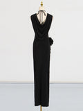 Famous Wind Hanging Neck Dress Dress 2025 New Niche Metal Buckle Decoration Slimming Long Dress Woman 68HZ